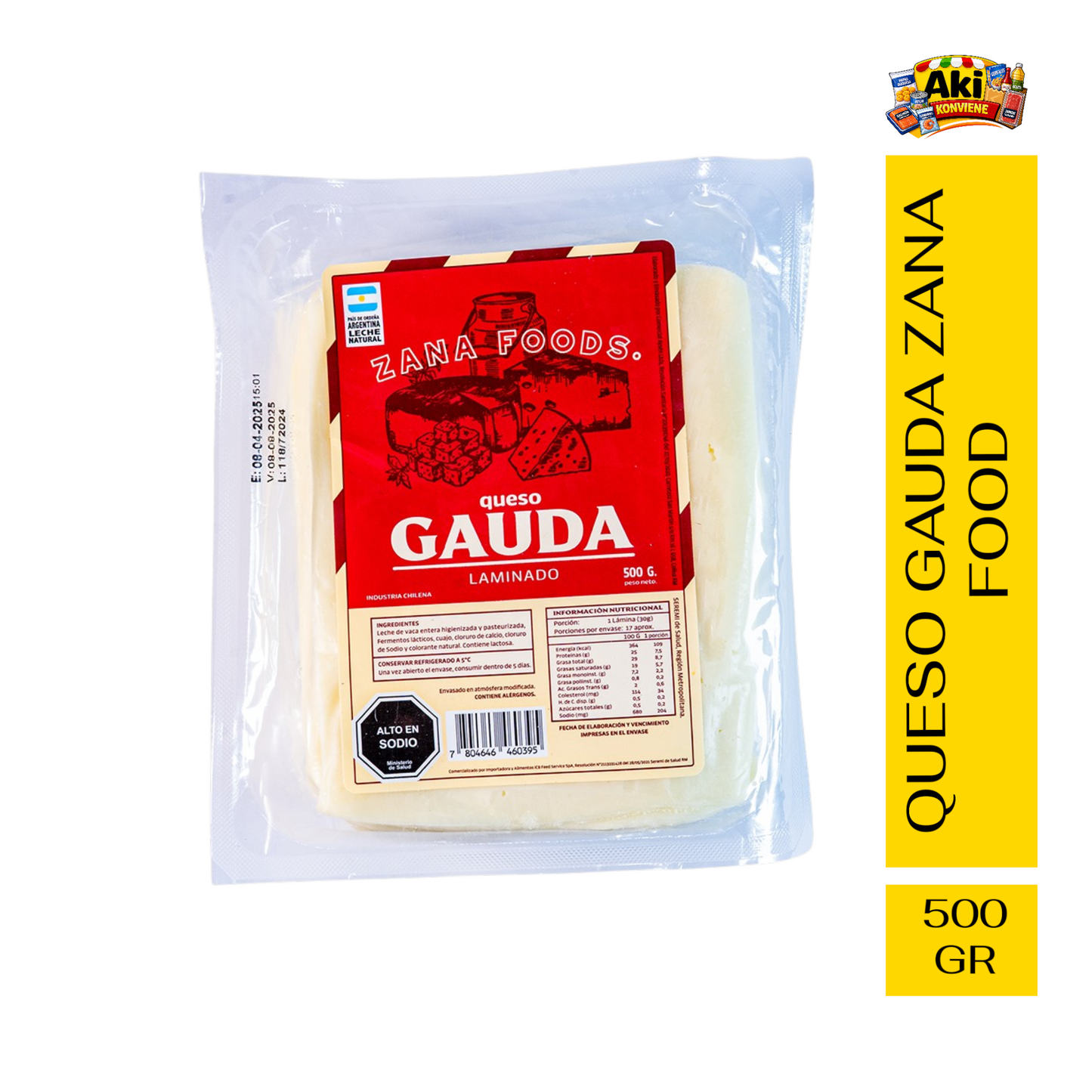 QUESO GAUDA LAMINADO 500 GR