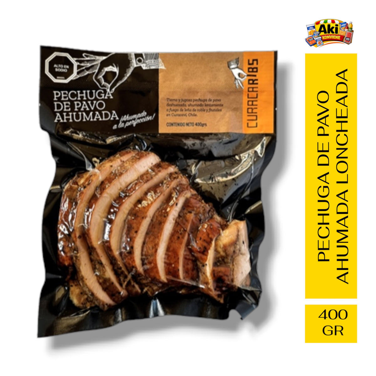 PECHUGA DE PAVO AHUMADA LONCHEADA 400 GR