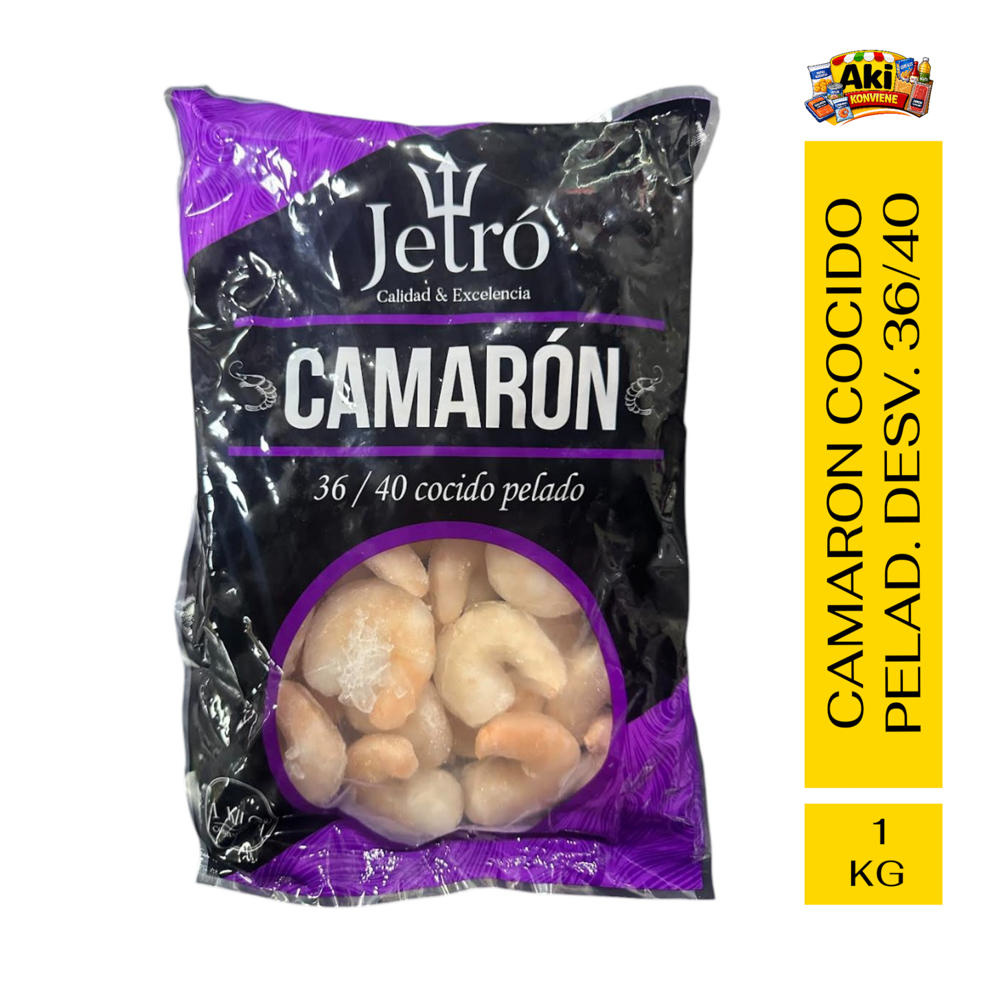 CAMARON COCIDO PELADO DESVENADO 36/40 1 KG