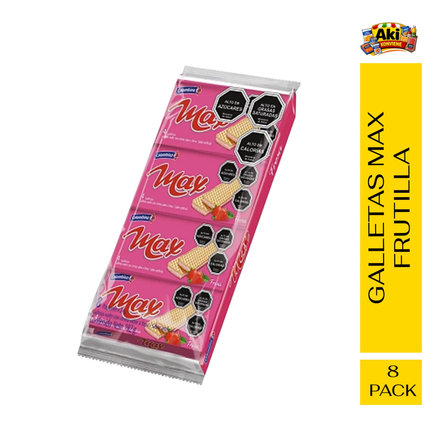 GALLETA MAX DE FRUTILLA COLOMBINA 8 PACK