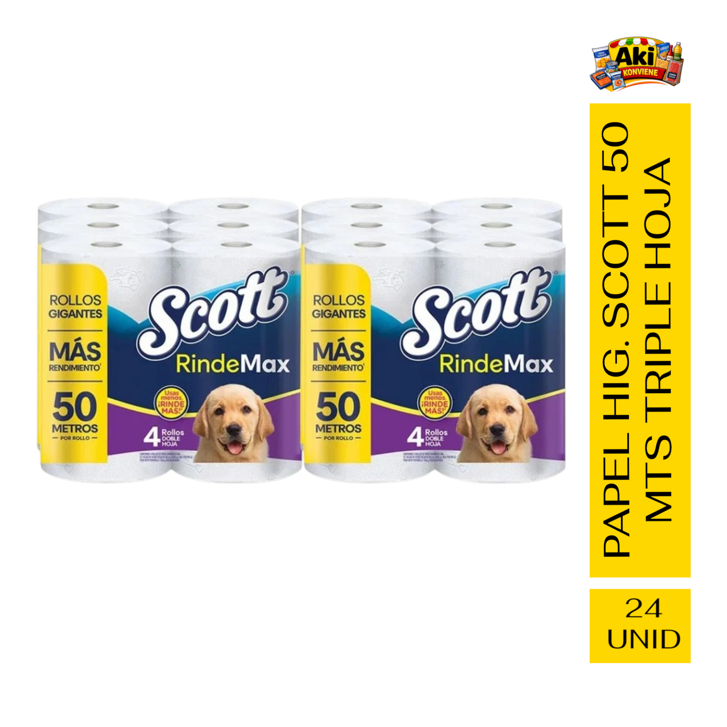 PAPEL HIG. SCOTT 50 MTS DOBLE HOJA ( 24 UNIDADES )