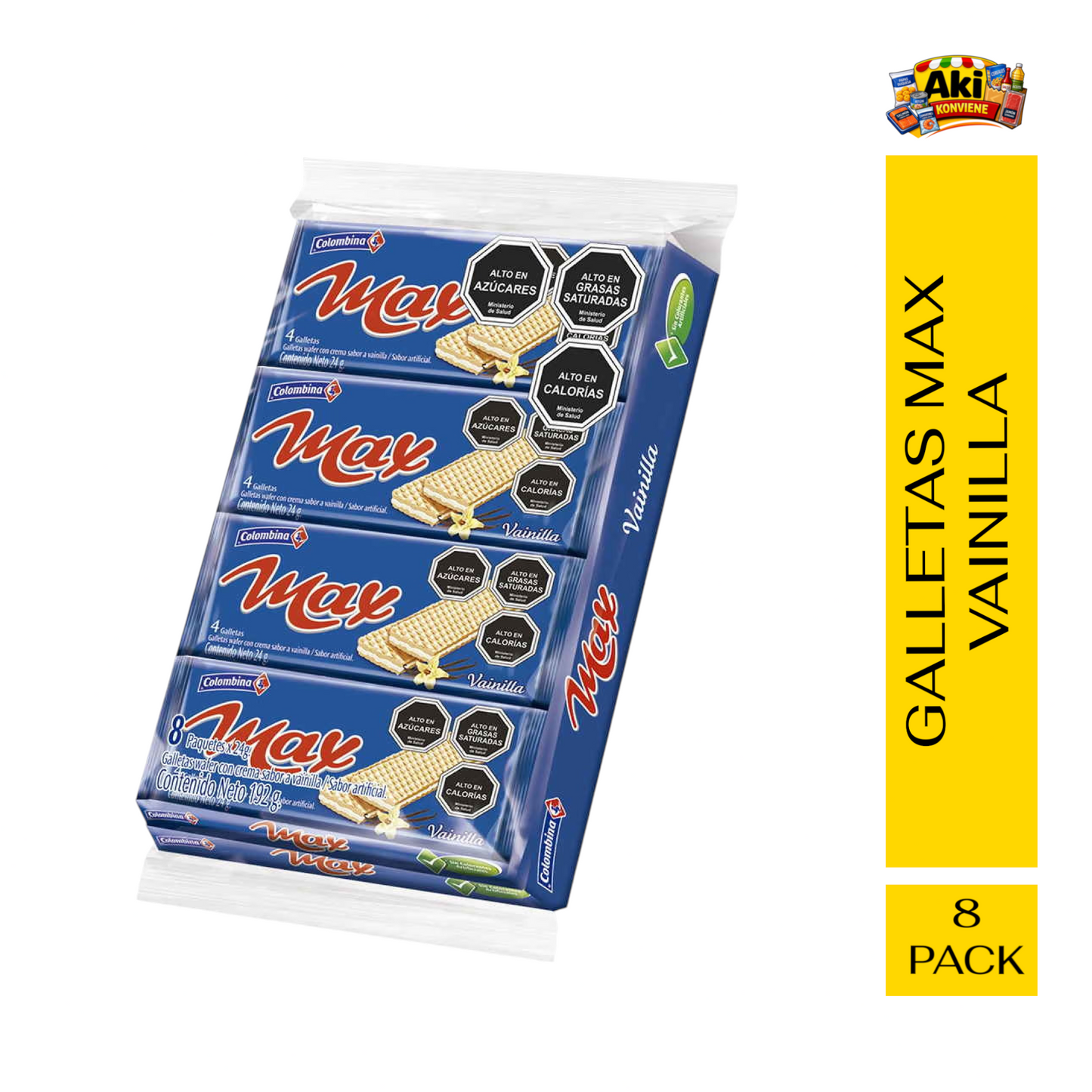 GALLETA MAX VAINILLA COLOMBINA 8 PACK