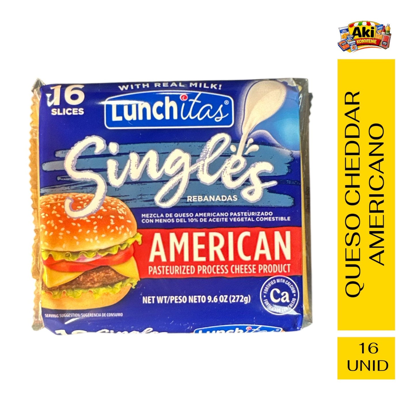 QUESO CHEDDAR AMERICANO 16 REBANADAS.
