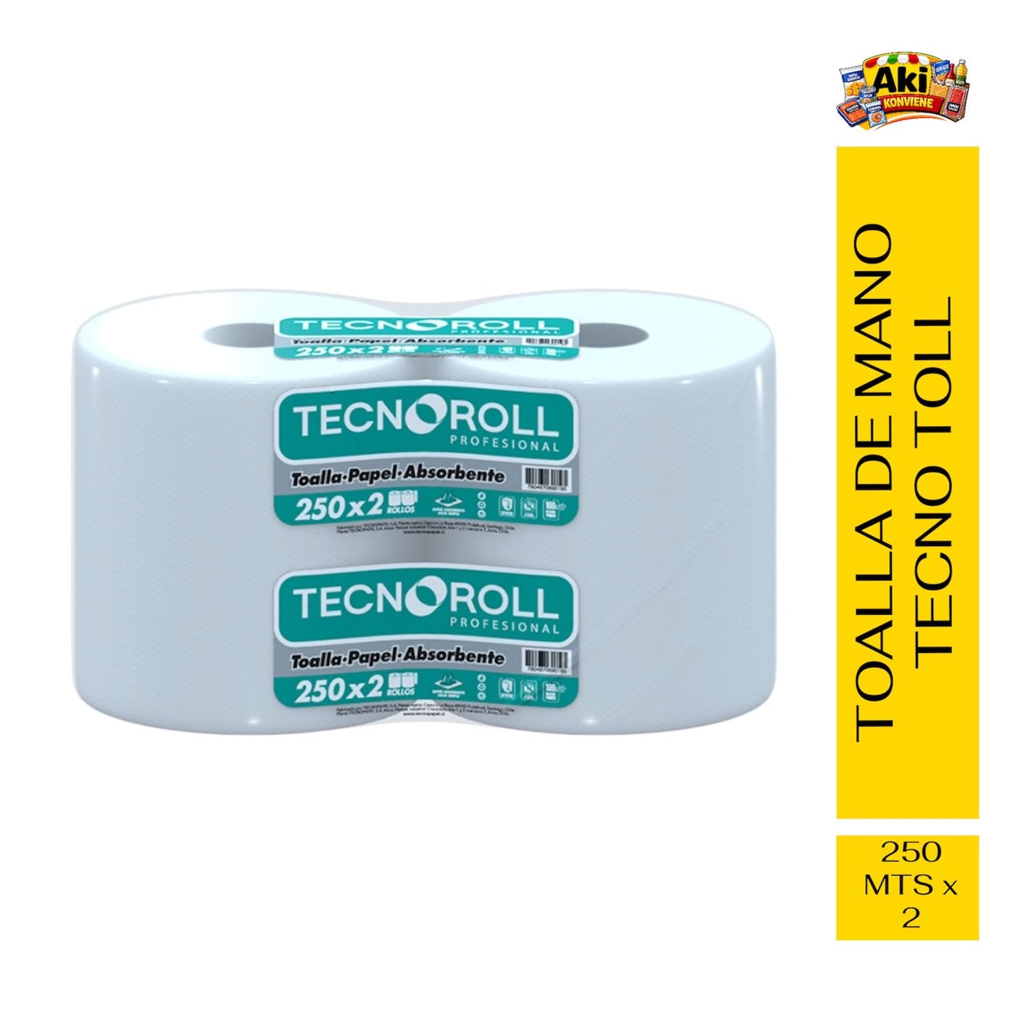 TOALLA TECNO ROLL 2 X 250 MTS ( SIN PREPICADO )